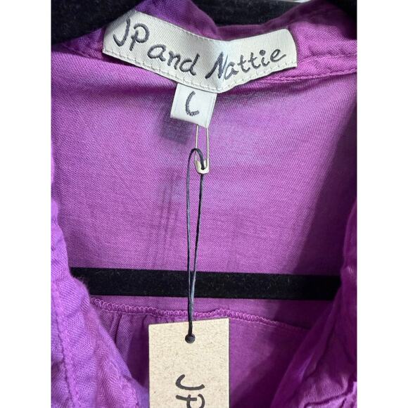 J.P and Mattie 3995 Cascade Ruffle Shirt Long Sleeve Classic Sz L New Purple - Picture 12 of 14
